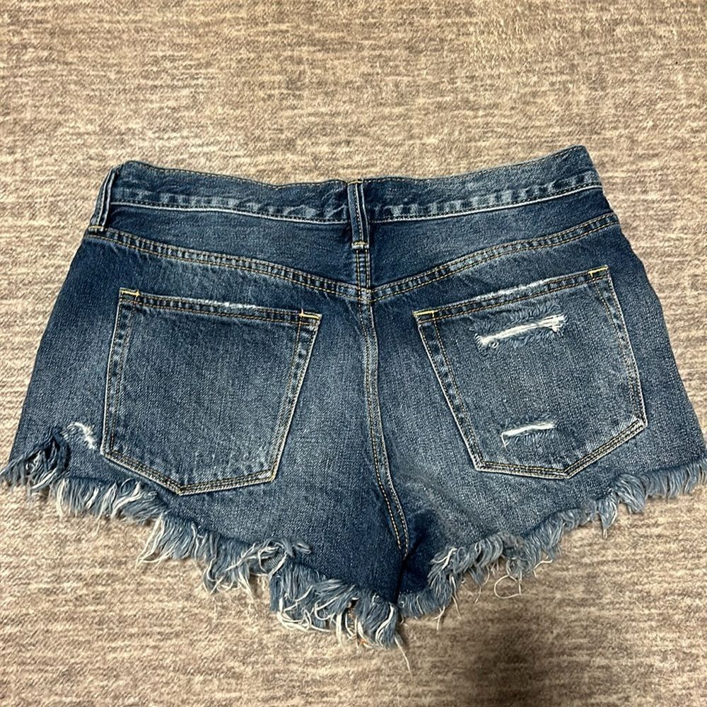 Distressed Dark Blue Denim Women's Shorts - Picture 5 of 5